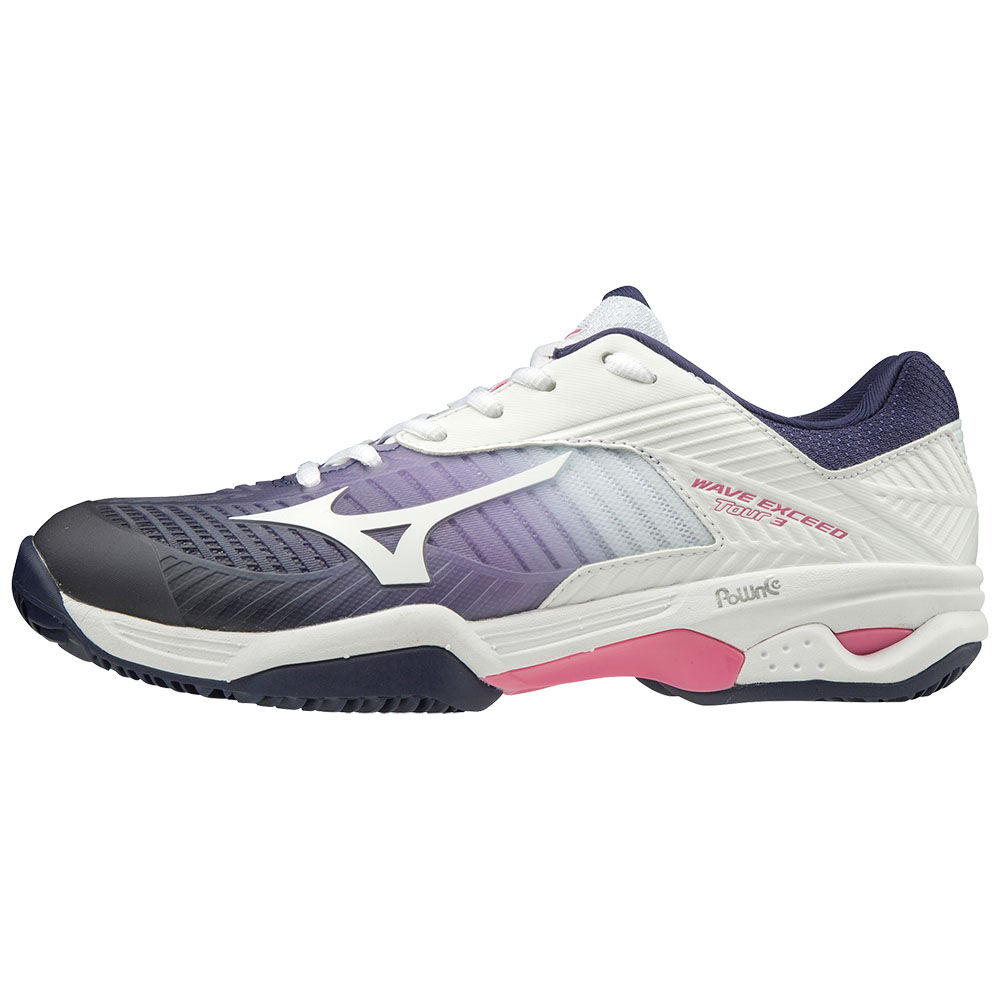 Mizuno WAVE EXCEED TOUR 3CC - Bayan Tenis Ayakkabısı - Beyaz/Mor/Pembe Türkiye (QHIGYS-945)